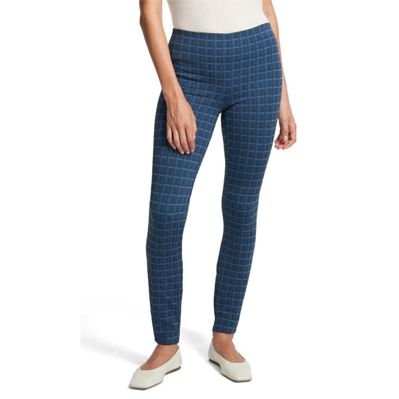 Theory Pull-On Pants Grid Scuba Leggings, Blue Multi Size P, New w/Tag $295 - Picture 1 of 8